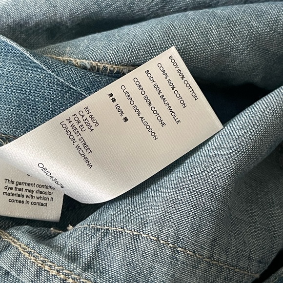 Anthropologie Pilcro Blue Denim Wide Leg Cropped Overalls Relaxed Fit Size 30 - Picture 9 of 10